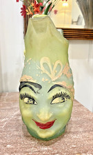 Hand Blown Mexican Pulque Figural Painted “Mae West” Pitcher C.1930's 11”x8”x8” picture