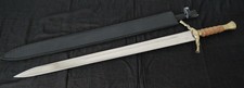 40” Viking Sword Medieval Sharp Battle Ready Wide Bronze Hilt Twist Sheath Girth picture