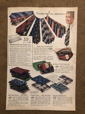 VTG RARE 1940’s Sears Catalog Page Ad Men Clothes Shirt & Tie 0C25 picture