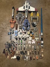 Huge Vintage Lot Of Star Wars 2000s 1970s Aircraft Vehicles Lightsaber Figures picture