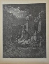 Antique Gustave Dore Babylon Fallen Christian Art History 1880 Victorian Era picture