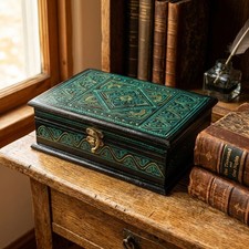 Handcrafted Wooden Gift Box with Exquisite Lacquer Artwork | 9x6 picture