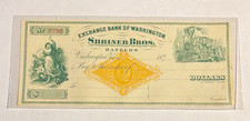 Exchange Bank of Washington Shriner Bros $5 Bank Draft, Washington DC picture