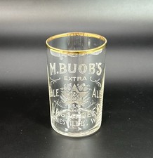 Pre-Pro Etched M Buob Beer Glass / c. 1904-1915 Janesville, WI / Man Cave Decor picture