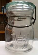 SCARCE Half Pint BANNER Trade Mark Registered Mason Fruit Jar Lightning Style  picture