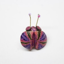 Beautiful Ladybug W/ Antennas Purple Pin Psychedelic Colors Lapel Collectible picture