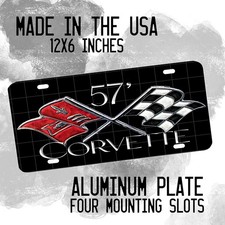 Classic American Sports Car Corvette Flags 1957 - 1964 Aluminum License Plate picture