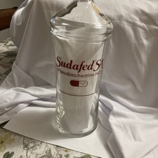 VTG Sudafed SA Glass Apothecary Jar Rare Pharmacist Display- mint great gift picture