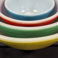 Pyrex Primary Colors Mixing Bowl Set 401 402 403 404 Vintage Milk Glass 4pc picture