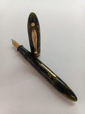 Vintage 1930's Sheaffer Balance Fountain Pen Marine Green Marble picture