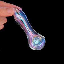 4'' Colorful Tobacco Pipe Electroplate Glass Pipe Bowl Collectible Handmade Pipe picture