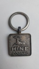 Vintage Hine Cognac Stag Metal Keychain Metargent Paris Advertising Keyring picture