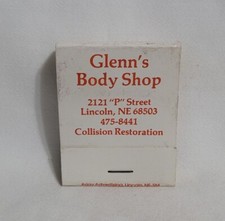 Vintage Matchbook Glenn's Body Shop Auto Repair Lincoln Nebraska Advertising picture