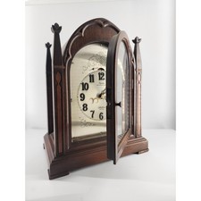 Gothic 1925 Revere Telechron Westminster Chime Mantel Clock Brown Wood Antique picture