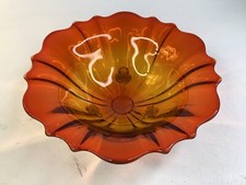 Vintage 1948-50 Blenko Art Glass 9” Amberina Bowl MCM Orange glass (G2) picture