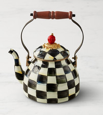 Mackenzie Childs 2 Quart Enamel Tea Kettle,Courtly Check picture