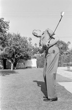 Full length image American actor James Stewart swinging a golf clu- Old Photo picture