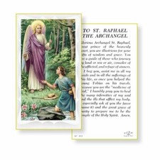 Saint Raphael the Archangel with Prayer to St. Raphael - Paperstock Holy Card picture