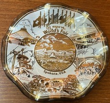 Vintage 1974 WORLD’S FAIR Spokane Washington Glass Ashtray Plate Souvenir picture