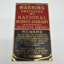 Vintage Warning Sign Metal National Business Auxiliary Inc. Detective Service picture