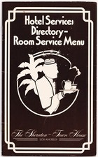 Vintage Sheraton Town House Hotel Directory Room Service Menu Los Angeles 1980s picture