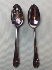 Vtg 2 Pc Kirk Stieff BREAKERS 1988 Stainless Large Serving Spoon & Pierced Spoon picture