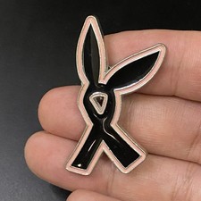 Playboy Bunny Ears Awareness Black Ribbon Lapel Pin picture