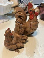 Vintage Ceramic Chickens CottageCore Farmhouse Trinket Shelf Hen Rooster picture