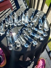 17 VTG Faceted Crystal Chandelier Prism Drops Strands Octagon Coffin 5.75
