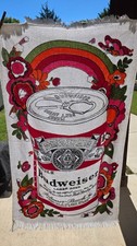 Vintage 1970s Flower Power Pop Art BUDWEISER Beach Bath Towel picture
