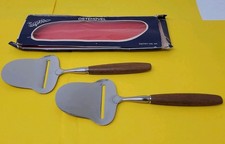 Two Vintage SPAR Norway MCM Cheese Slicer Stainless Steel Charcuterie Unused picture