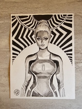 Disney's Tron Girl Art Sketch by Ming Doyle 9x12 picture