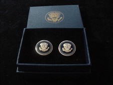 Pair of President George H. W. Bush cufflinks -Gold tone picture