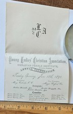 ​1872 Wesleyan Female Institute Staunton VA YLCA Program & Envelope Alexandria picture