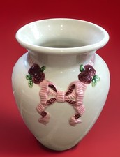 Vtg FTD 8” Ceramic Flower Vase. Cottagecore Shabby Chic Bows picture