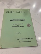 Vintage 1950 CLIFF CAFE Point Lobos Ave San Francisco Pre HOUSE Menu picture