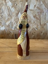 Vintage Folk Art Pencil Nice List Santa Claus Hand Carved Wood / Painted Signed picture