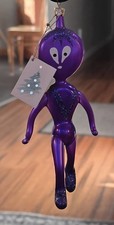 New Soffieria De Carlini Purple Alien Atomic Space Age Ornament 5.5in Italy Made picture