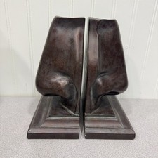 ENT Bookends Pair C2C Design Nose Vintage 1990s Pop Art Decor Book Bronze Look picture