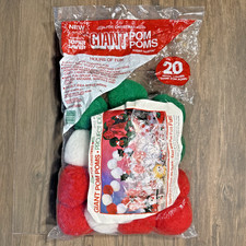 Vintage NIP Giant Christmas Fiber Pom Poms Holiday Crafts 20 Count Sealed USA picture