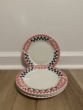 4 Coca Cola Gibson 7 3/4” Salad/Dessert Plates Racing Checkers vintage 1996 ￼ picture
