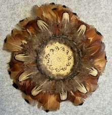 Beautiful Vintage Small Native American Basket with Feather Edge 6” picture