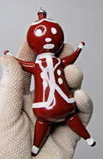 Vintage Anthropomorphic Glass GINGERBREAD Man Christmas Ornament Carlini Italy picture
