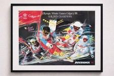 Rossignol Olympic Winter Games Calgary 1988 Golden Champions Ski Poster Unframed picture