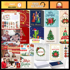 120 Pcs Spanish Christmas Cards with Envelopes - Feliz Navidad Tarjetas Navideña picture