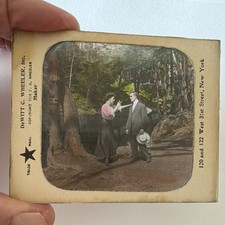 Antique 1908 DeWitt C Wheeler Magic Lantern Slide Man Woman Forest Scene picture
