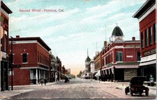 c1910 Second Street View Pomona California CA Los Angeles County Postcard picture