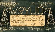 Vintage Amateur Radio QSL Postcard, 1940, W9YUQ, Manhattan, KS, Scott #UX27 picture
