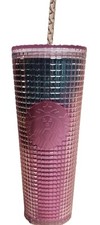 New Starbucks 2021 Summer Pink & Blue Grid Kaleidoscope 24 oz Venti Tumbler NWT picture