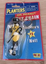 Vintage 1990s Planters Mr Peanut Bendy Vinyl Key Chain Fun-4-All #81000 NIP picture